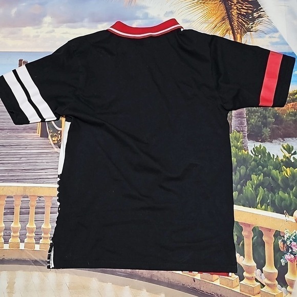 Red Ape Colorblock Black Red White Polo Shirt‎ Size Medium - Picture 5 of 7